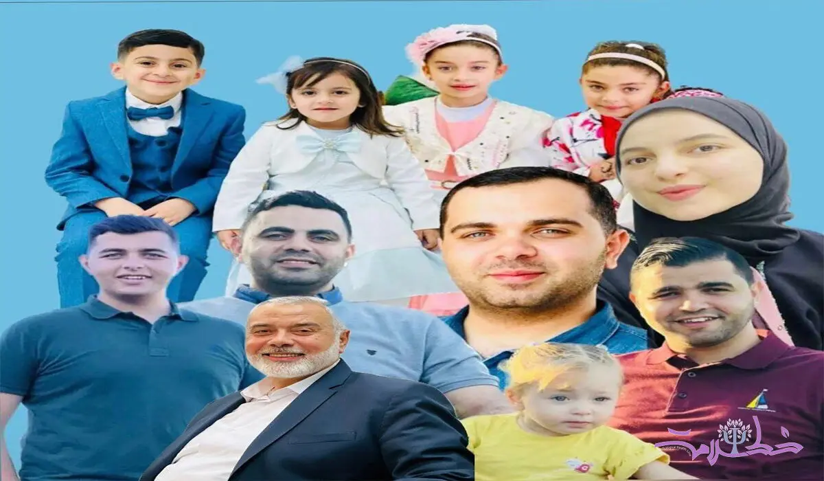 عکس خانوادگی فرزندان و نوه‌های اسماعیل هنیه که اسرائیل ترور کرد است
