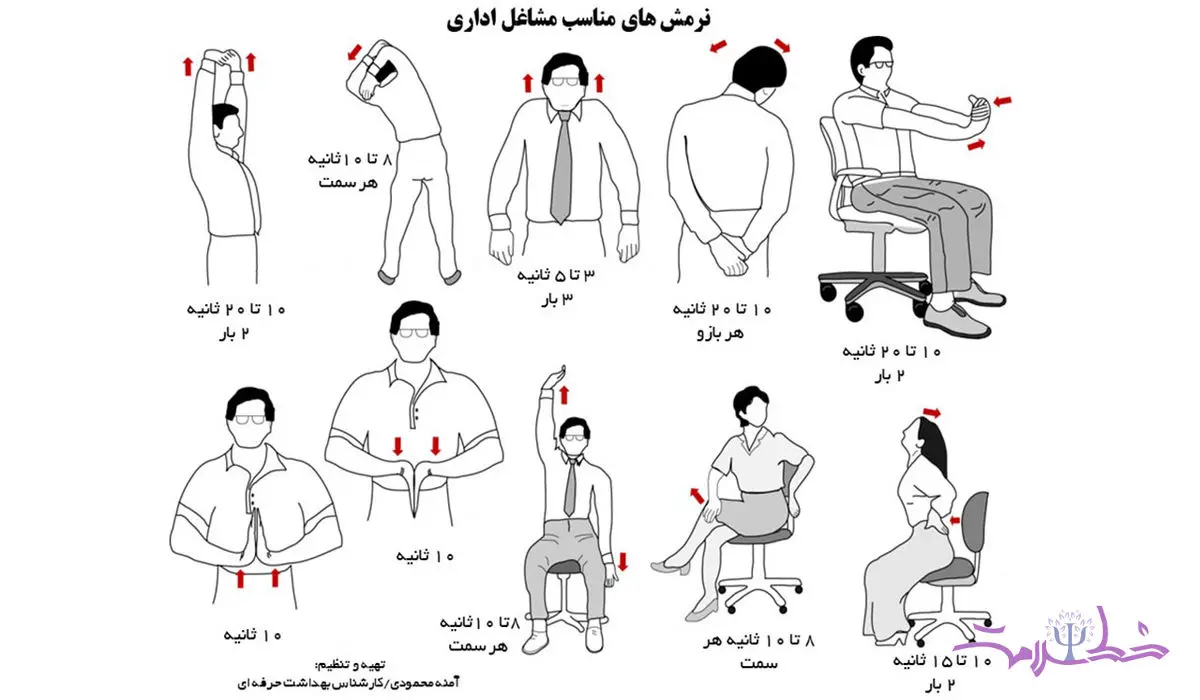 چند حرکت کششی ساده برای پشت میز نشین ها برای رفع خستگی و تقویت ماهیچه ها + تصویر