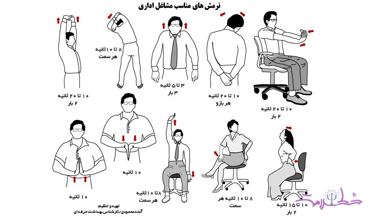 چند حرکت کششی ساده برای پشت میز نشین ها برای رفع خستگی و تقویت ماهیچه ها + تصویر