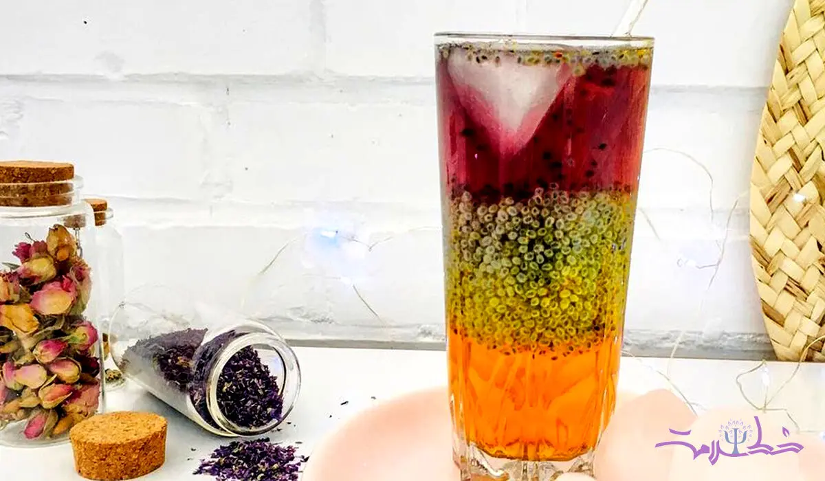 طرز تهیه شربت تخمه شربتی رنگی مجلسی مخصوص تابستان