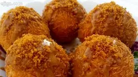 طرز تهیه توپک شعریه؛ شیرینی خوشمزه و مخصوص رمضان + فیلم